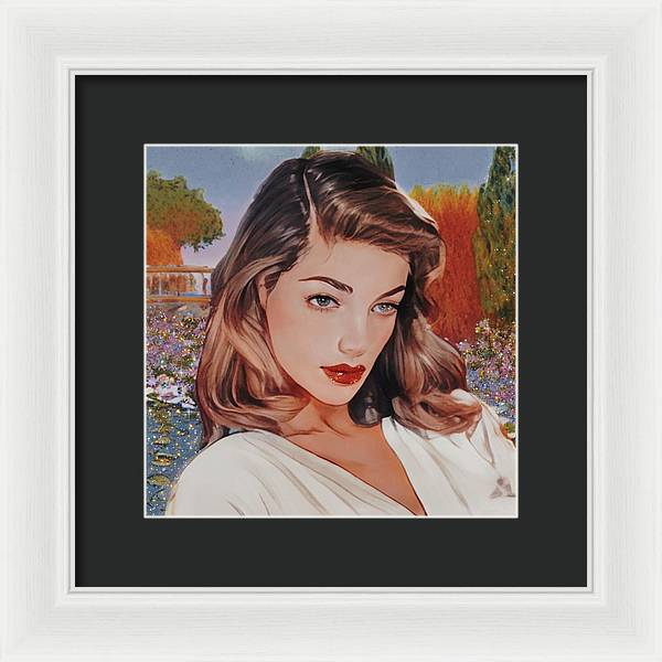 Lauren In Giverny Gardens - Framed Print