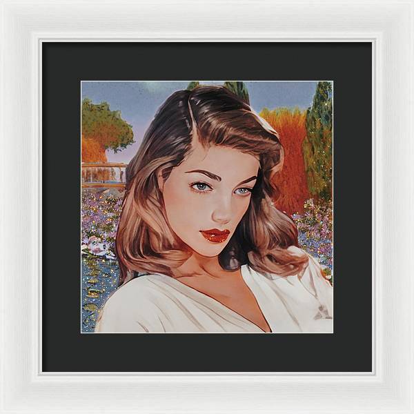 Lauren In Giverny Gardens - Framed Print
