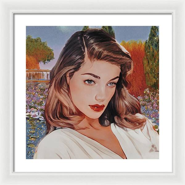 Lauren In Giverny Gardens - Framed Print
