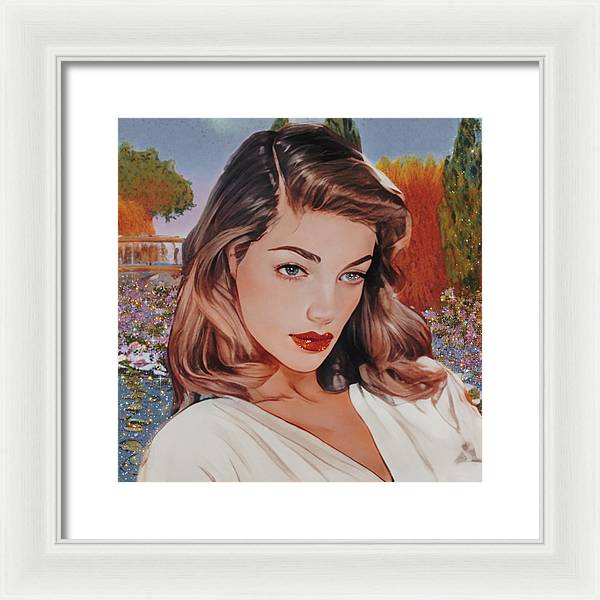 Lauren In Giverny Gardens - Framed Print