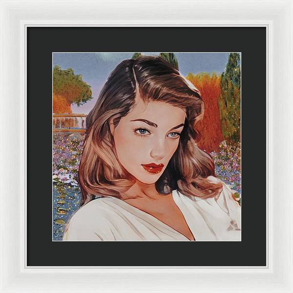 Lauren In Giverny Gardens - Framed Print