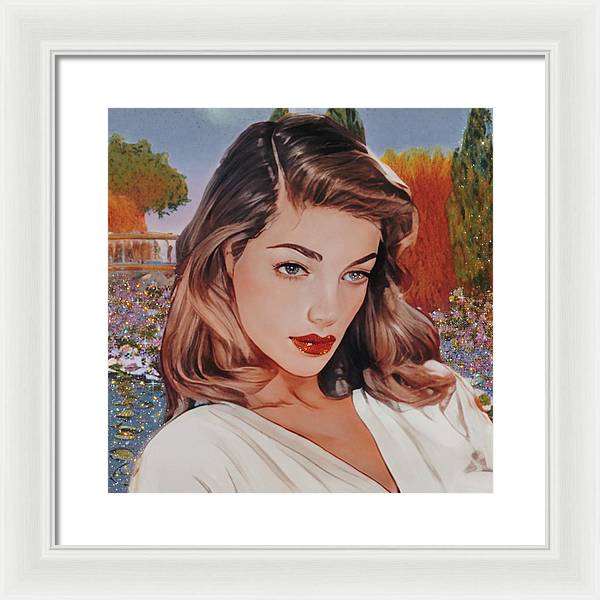 Lauren In Giverny Gardens - Framed Print