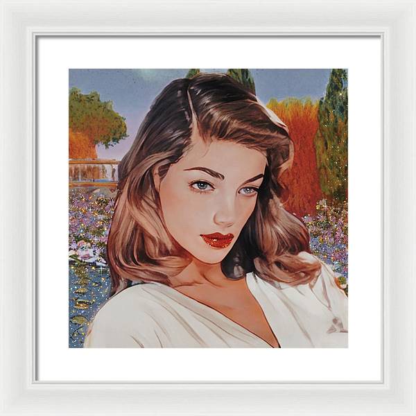 Lauren In Giverny Gardens - Framed Print