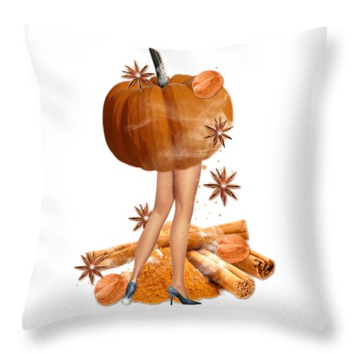 The Pumpkin Spice Girl - Autumn Throw Pillow