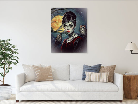 Moonlit Vampiress - Halloween Metal Print