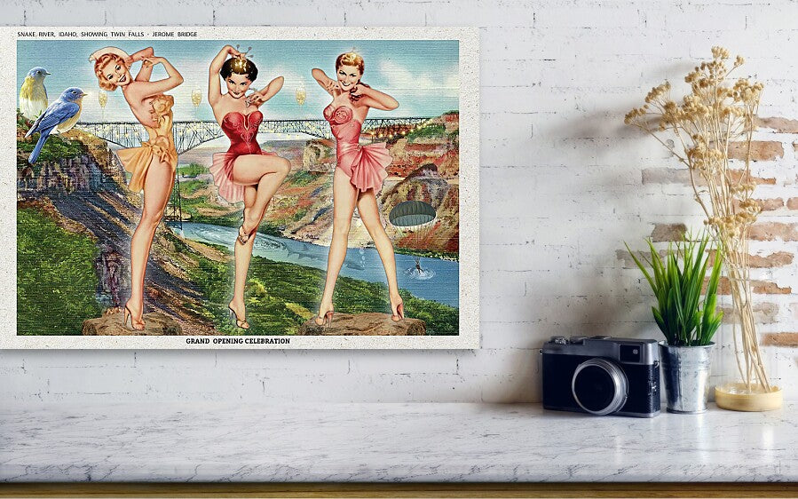 “The Follies Girls Visit Idaho” postcard - Horizontal Acrylic Print