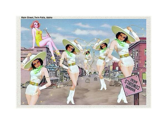 “When The Cowgirls Come Home” postcard - Horizontal Art Print