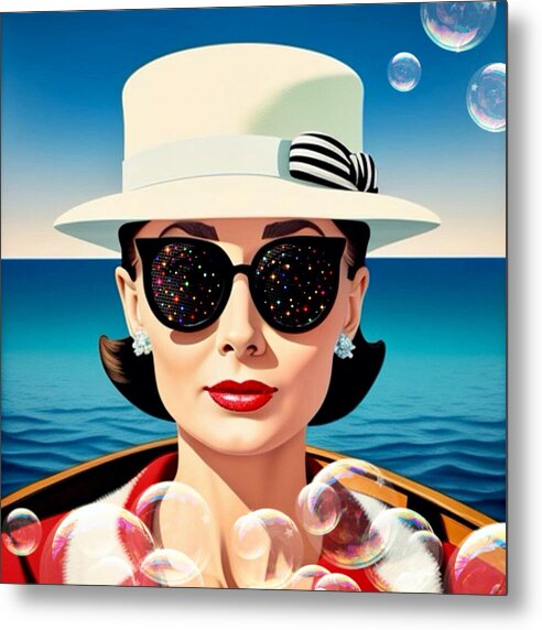 Audrey Afloat - Metal Print