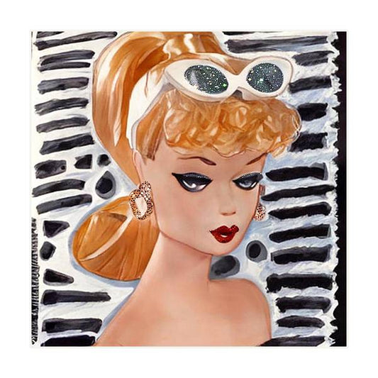 BarBie on Black and White - Square Art Print