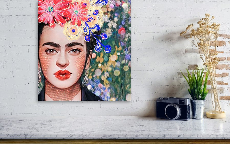 Frida And Her Flowers - Acrylic Print