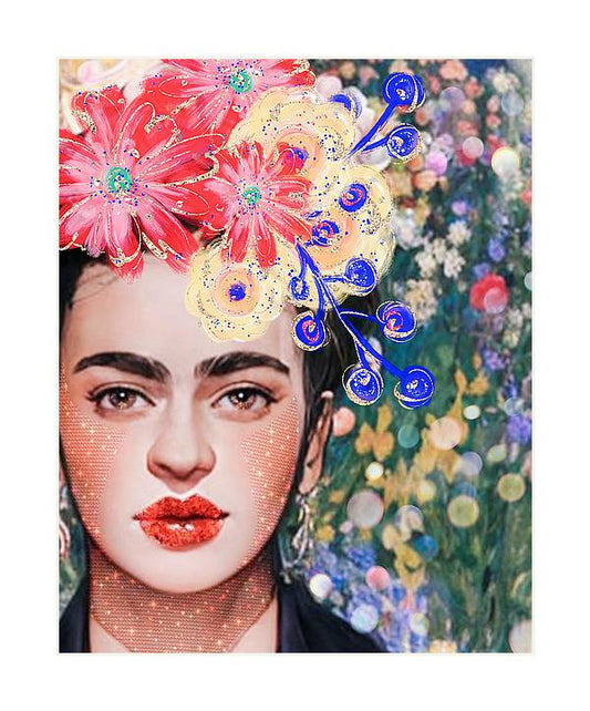 Frida And Her Flowers - Vertical Art Print