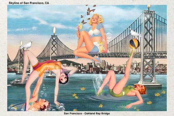 “Frolicking In The SanFran Bay” postcard - Horizontal Art Print