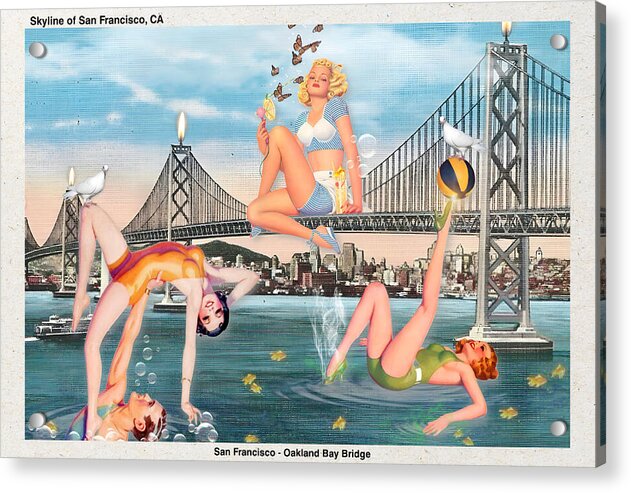“Frolicking In The SanFran Bay” postcard - Horizontal Acrylic Print