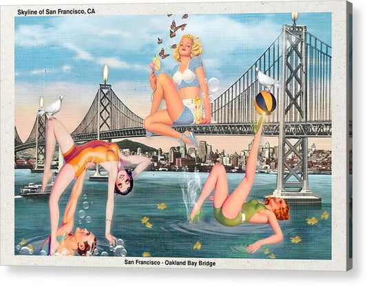 “Frolicking In The SanFran Bay” postcard - Horizontal Acrylic Print