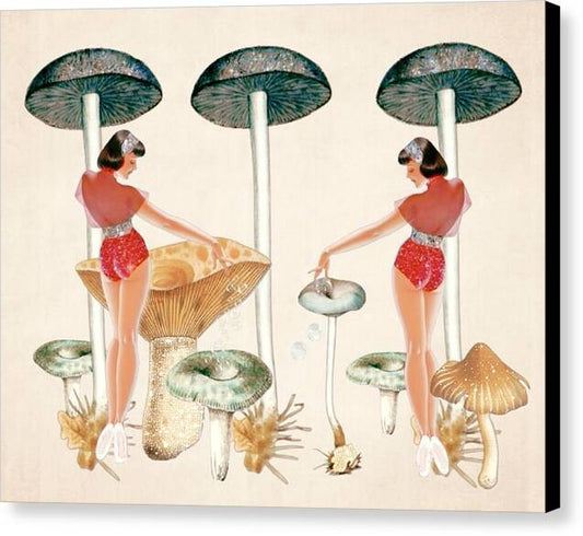Life Under the Mushroom Caps - Canvas Print