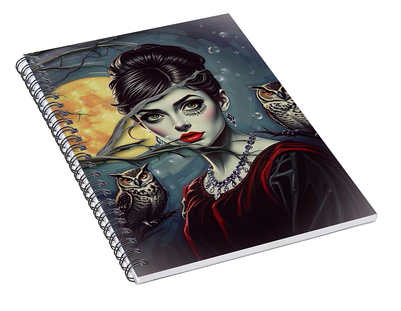 Moonlit Vampiress - Halloween Spiral Notebook