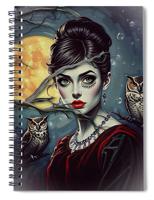 Moonlit Vampiress - Halloween Spiral Notebook