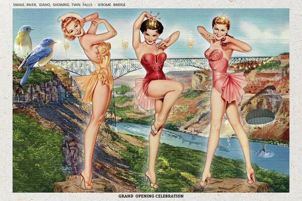 “The Follies Girls Visit Idaho” postcard - Horizontal Art Print