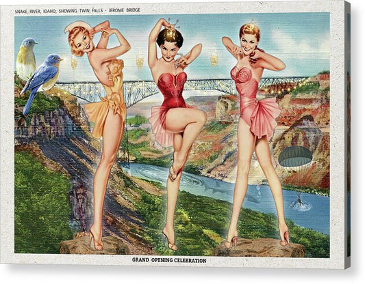 “The Follies Girls Visit Idaho” postcard - Horizontal Acrylic Print
