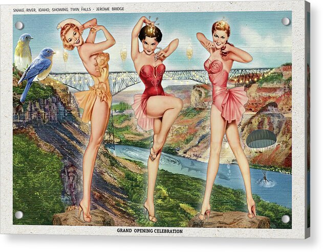 “The Follies Girls Visit Idaho” postcard - Horizontal Acrylic Print