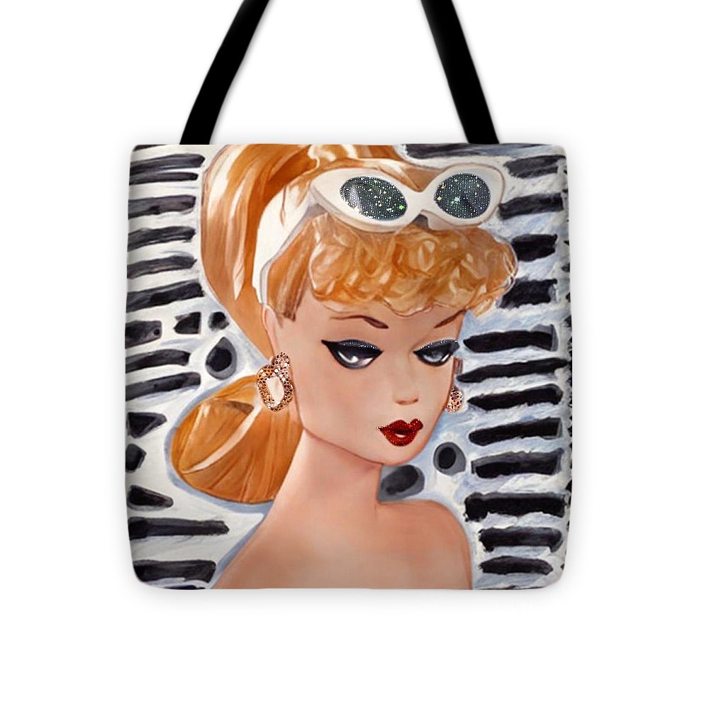 BarBie on Black and White - Tote Bag