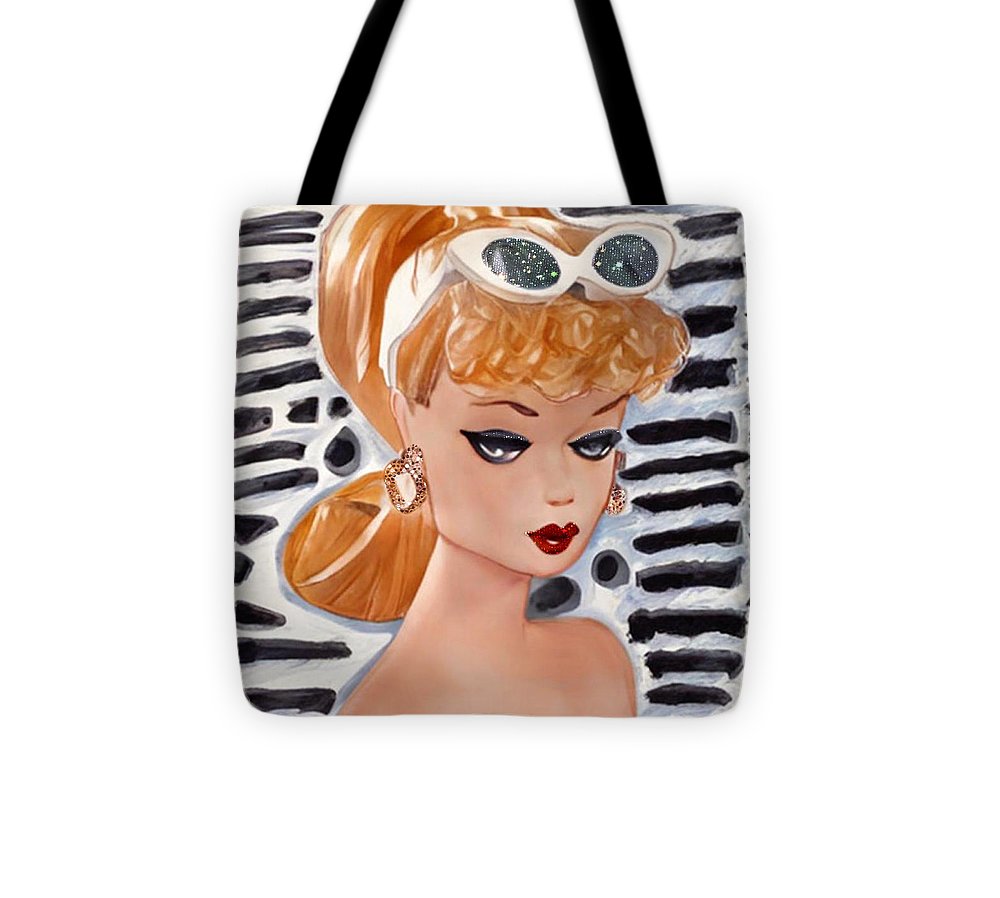 BarBie on Black and White - Tote Bag