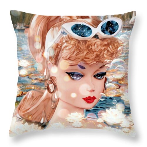 Coming-Up-For-Air Barbie - Throw Pillow