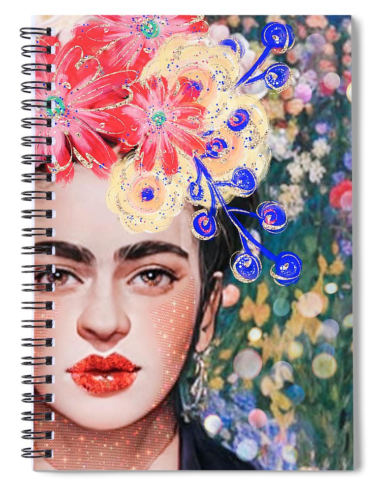 Frida And Her Flowers - Spiral Notebook