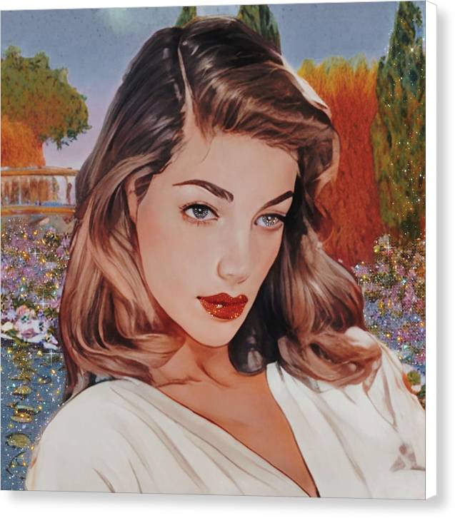 Lauren In Giverny Gardens - Canvas Print