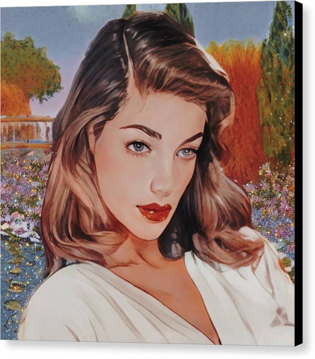 Lauren In Giverny Gardens - Canvas Print