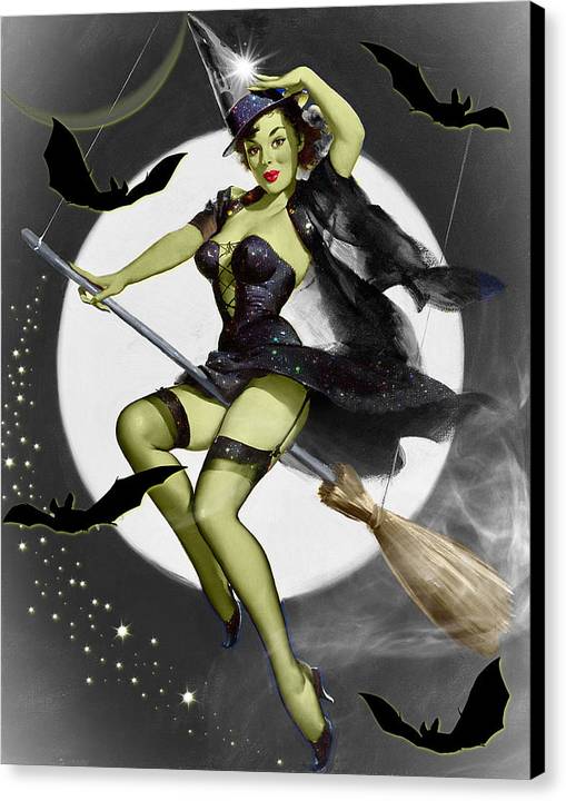 When Witches Go Riding -  Halloween Canvas Print