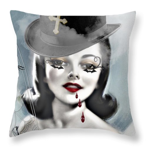 The Vampiress - Halloween Throw Pillow